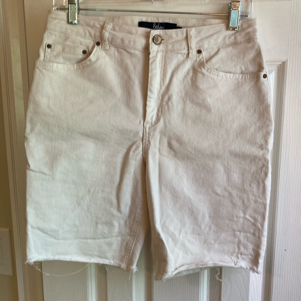 Boden White Denim Bermuda Shorts